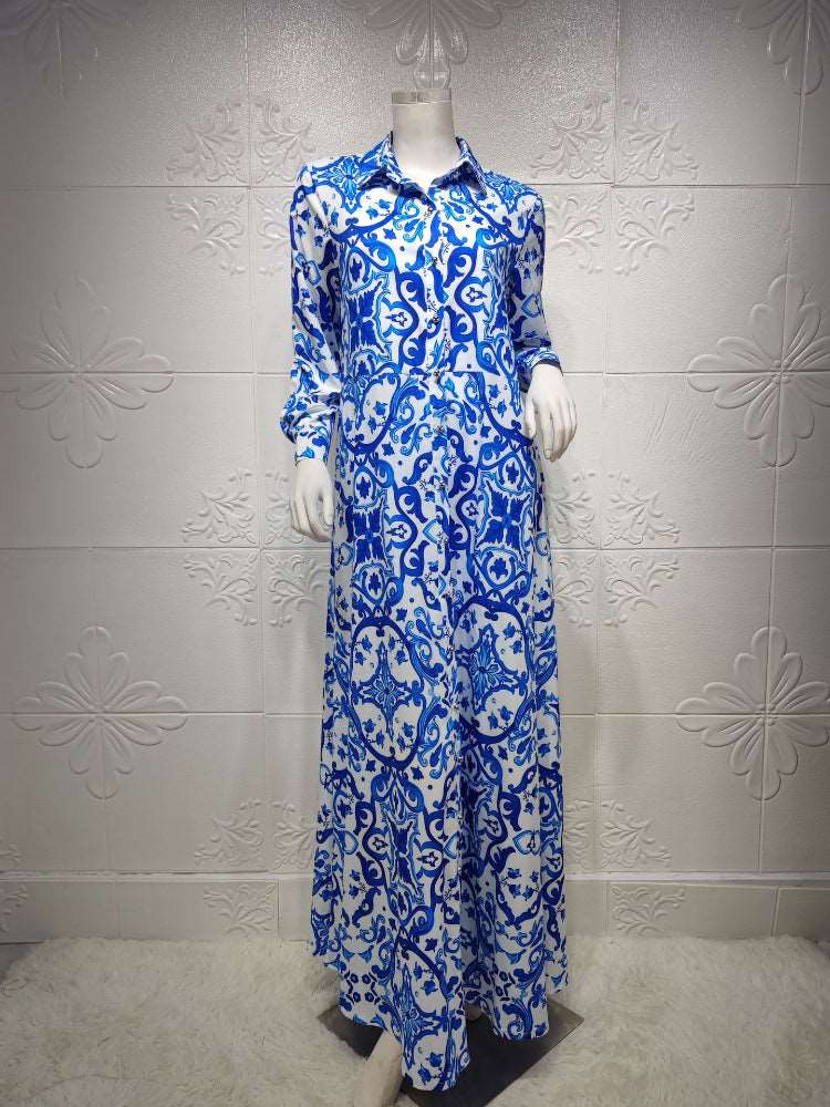 Arabian Print Lace Up Dress