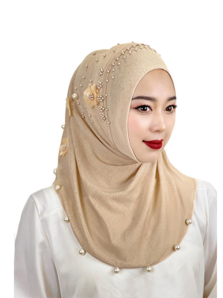 Women's Headscarf Hat Beaded Flower Hijab