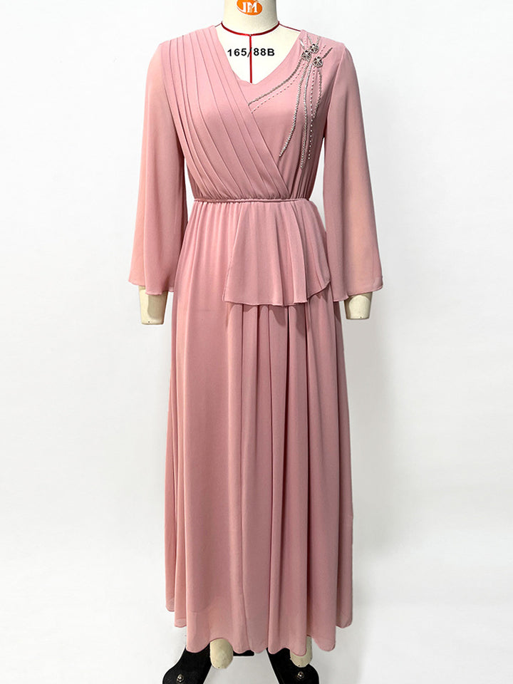 Elegant Solid Color Dress Kaftan