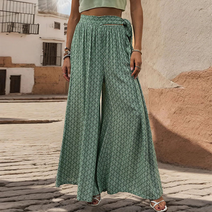 Lace-Up High-Waist Casual Trousers