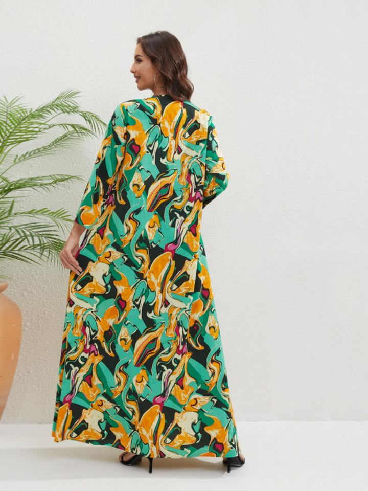 Women's Elegant Printed Long Sleeve Jalabiya