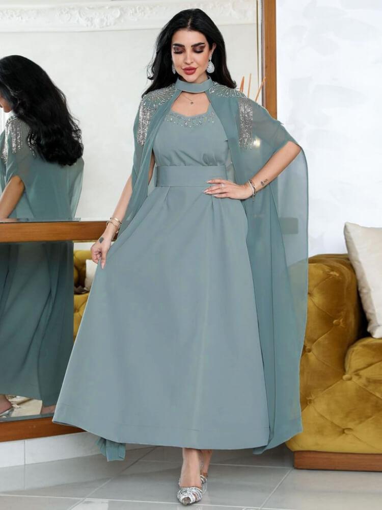 Sequin Tassel Rhinestone Robe Shawl Dress