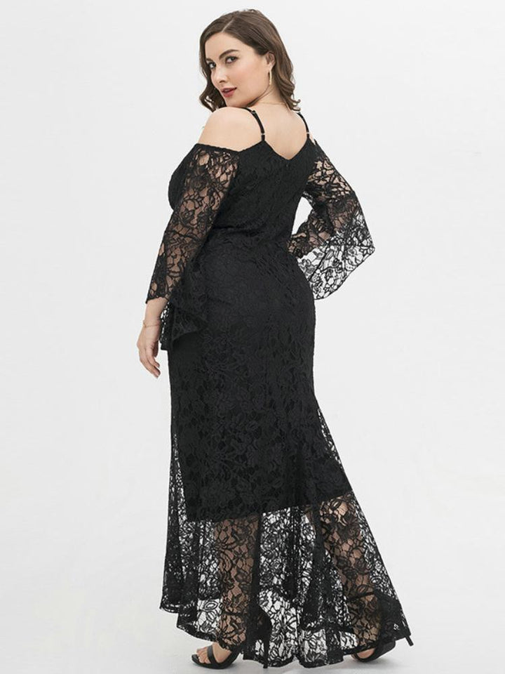 Long Sleeve Lace Plus Size Evening Dress