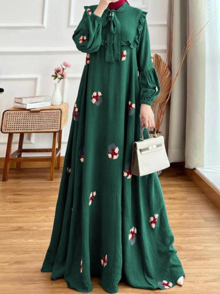 Embroidered Lair Long Sleeve Maxi Dress