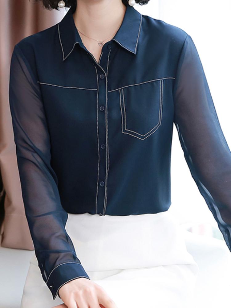 Long-sleeved Chiffon Shirt