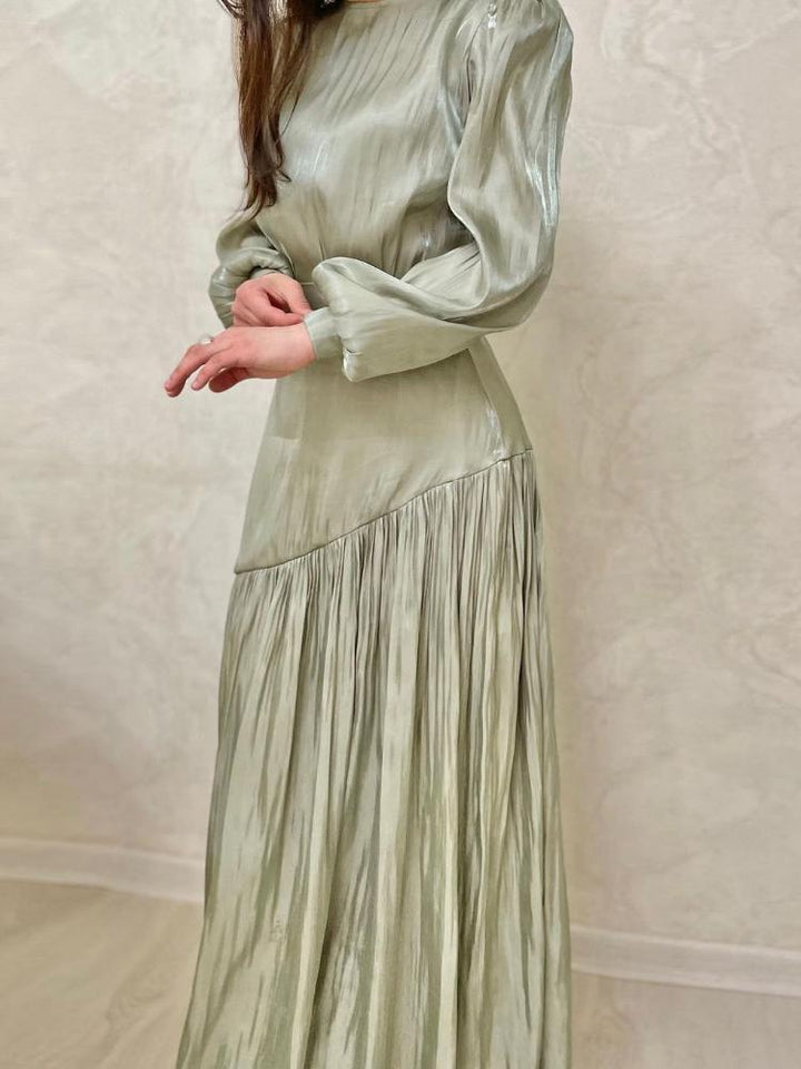 Women's Elegant Strappy Pleated A-Line Maxi Dress