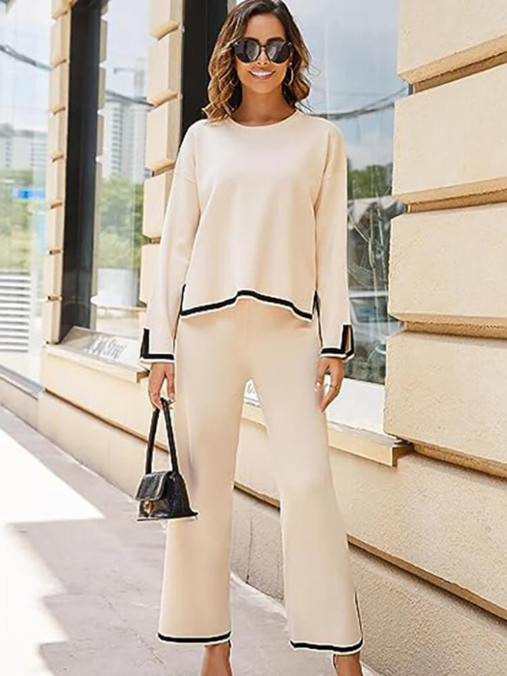 Knitted Sweater Wide Leg Pants Sets