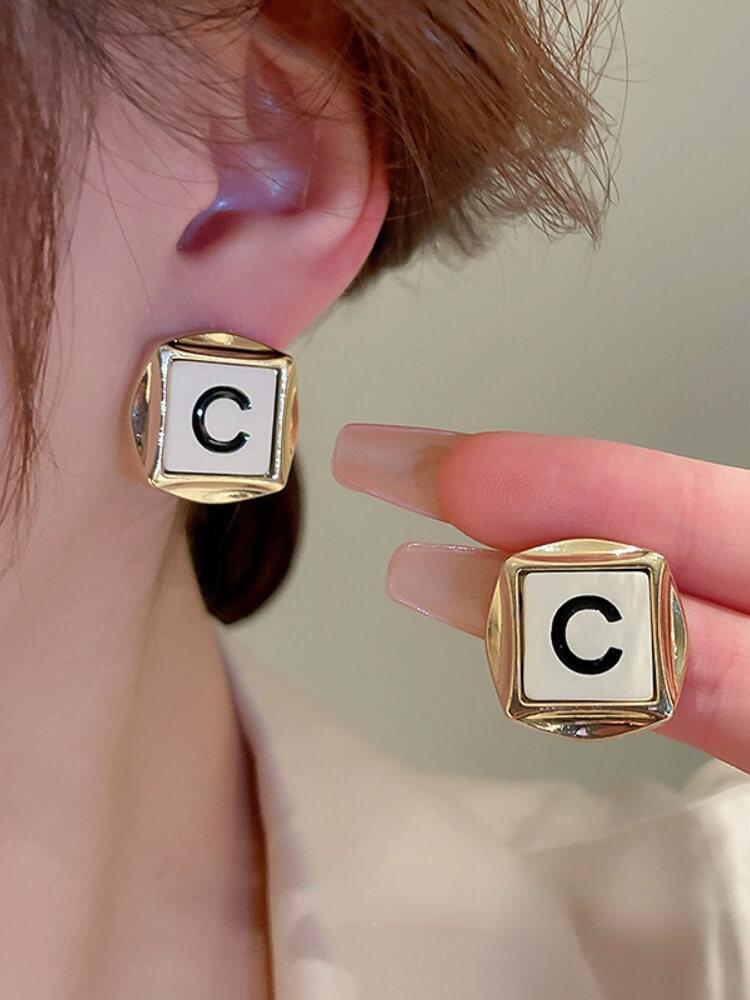 Irregular Geometric Letter Earrings