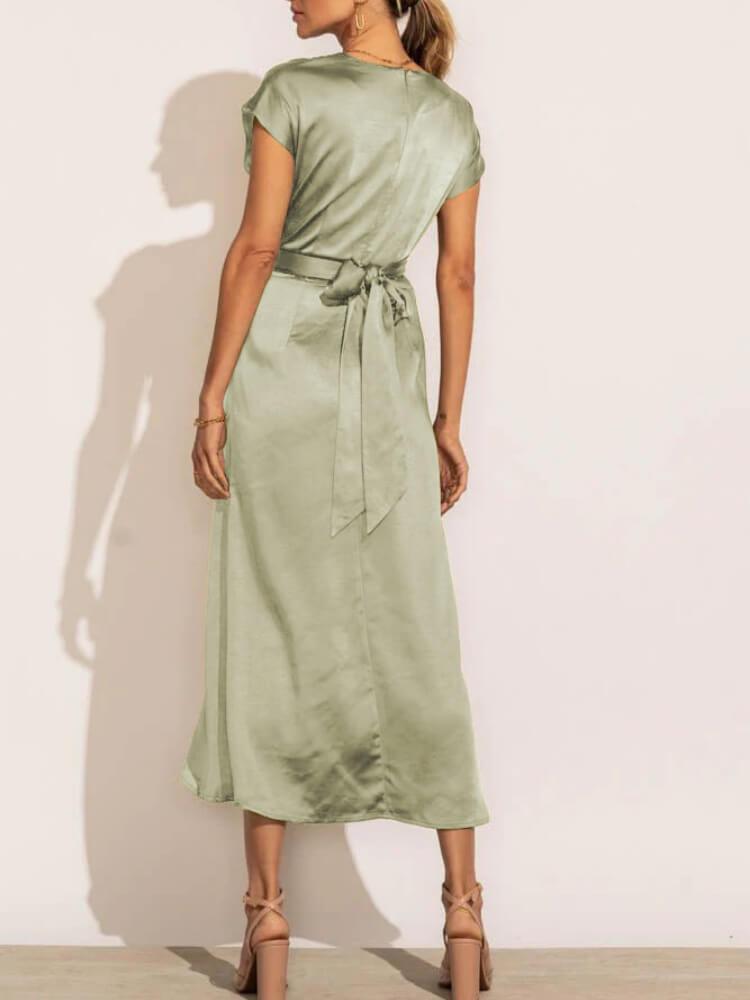Women's Elegant Strappy Satin Sleeveless Midi Dress