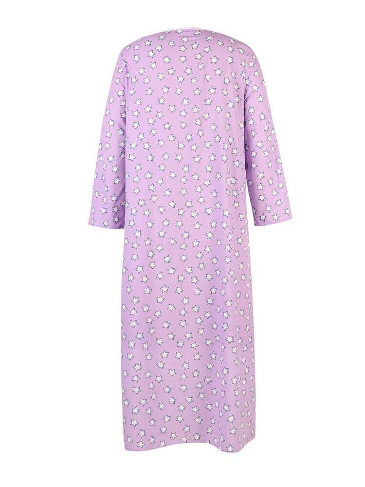 Printed Pullover Home Split Nightgown