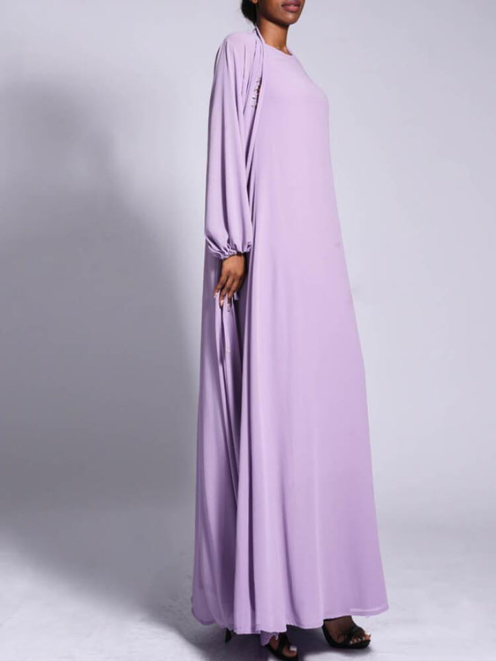 Women's Solid Color Rhinestone Chiffon Dress Set