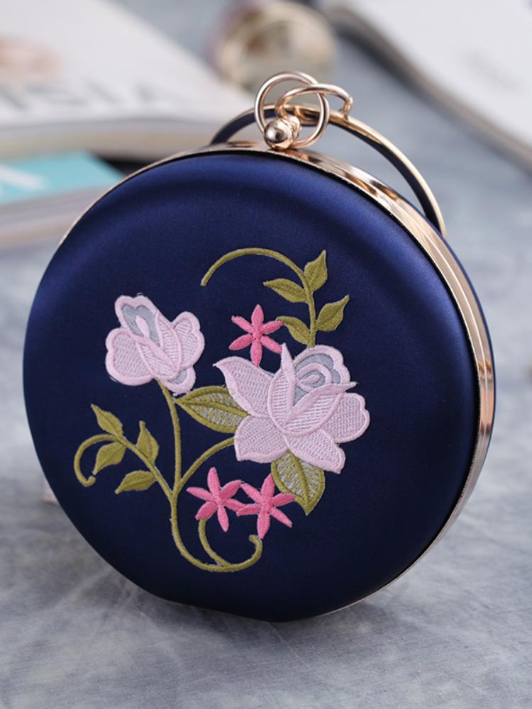 Flower Embroidered Evening Bag
