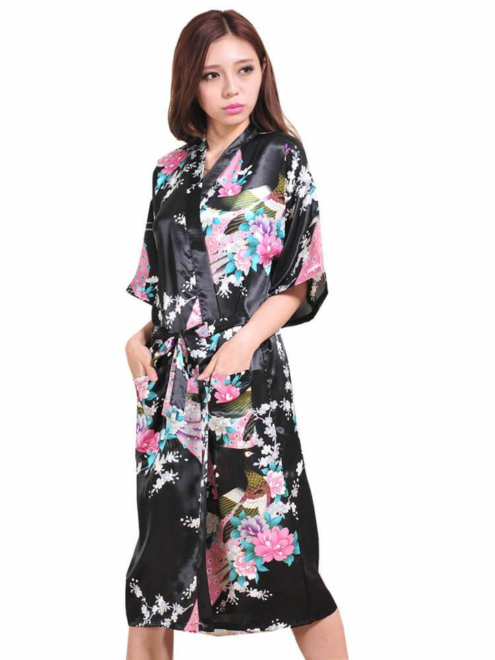 Women's Long Printed Cardigan Nightgown Robe