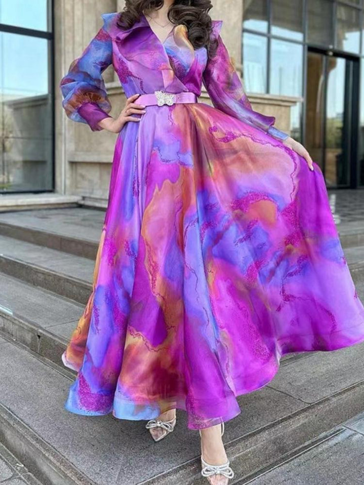 Women's Casual Printed Gauze Maxi Dress