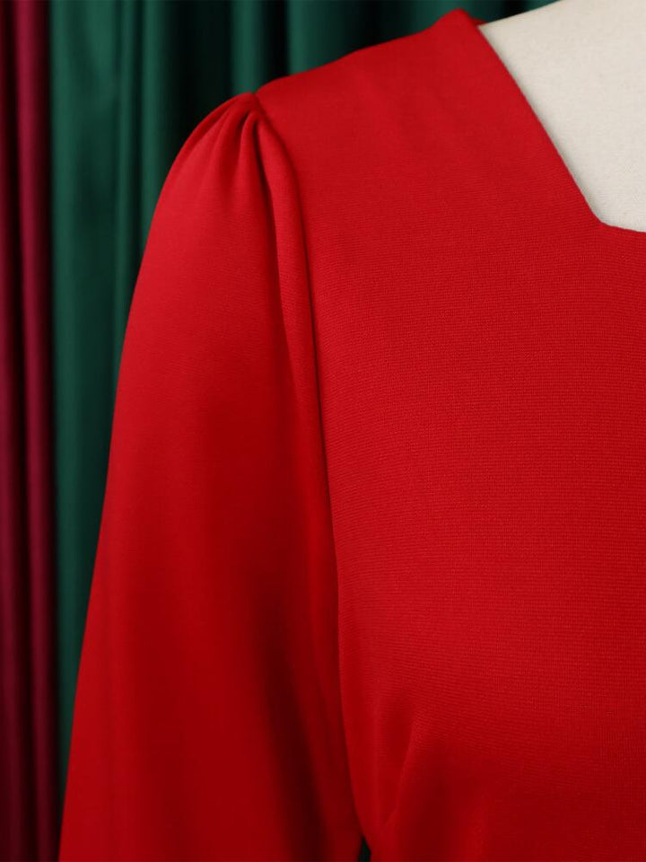 Elegant Solid Color Tight Hip Midi Dress(WithBelt)