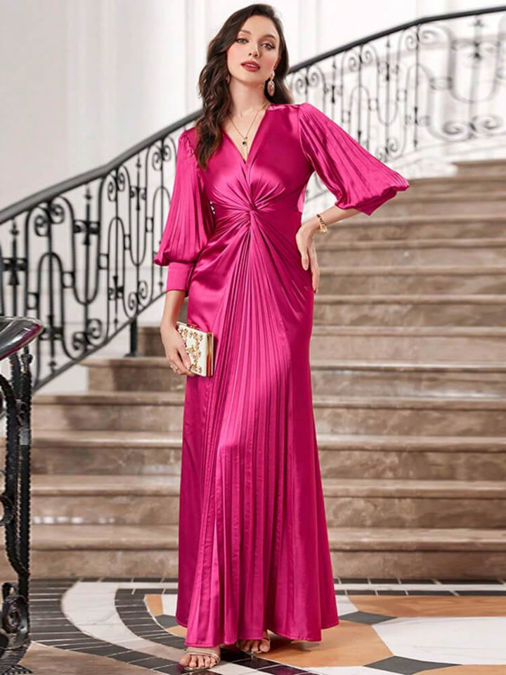 Women's Slim Lantern Sleeve Evening Dress