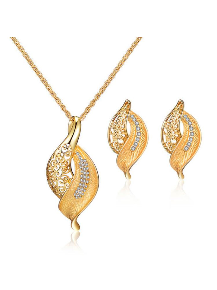 Two-Color Alloy Plating Necklace Earrings Set
