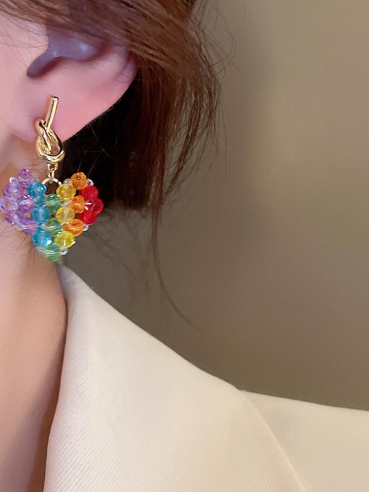 Colorful Heart Pattern Earrings
