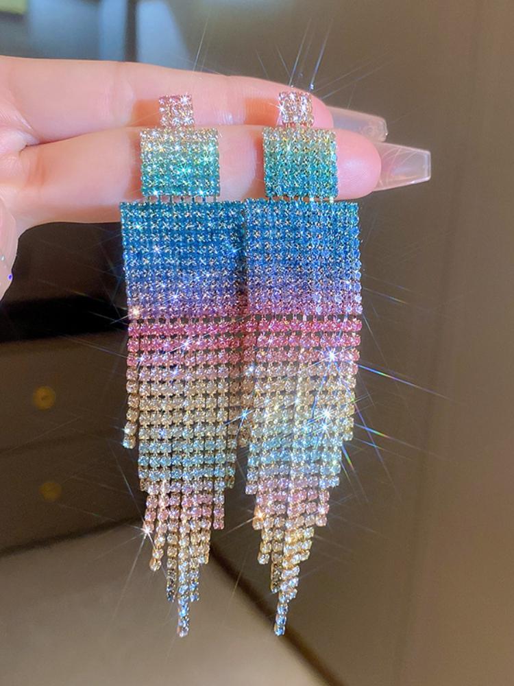 Gradient Color Tassel Earrings