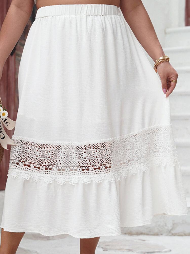 High-Waist Cutout White Dress