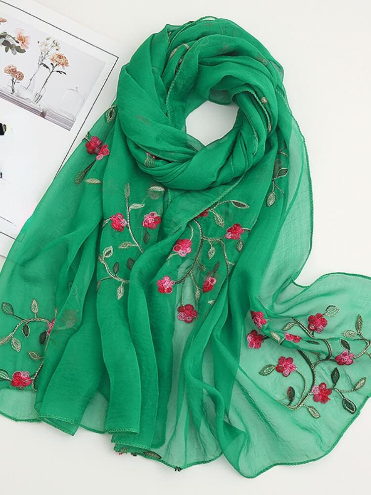 Women's Embroidered Chiffon Embroidered Scarf