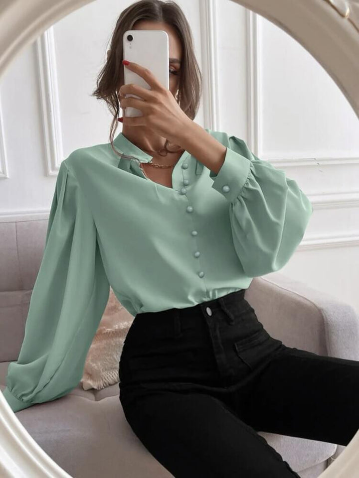 Solid Color Shirt With Half Open Neck
