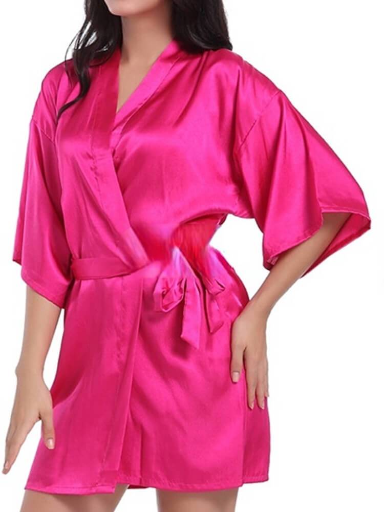 Women's Solid Color Cardigan Bathrobe Robe