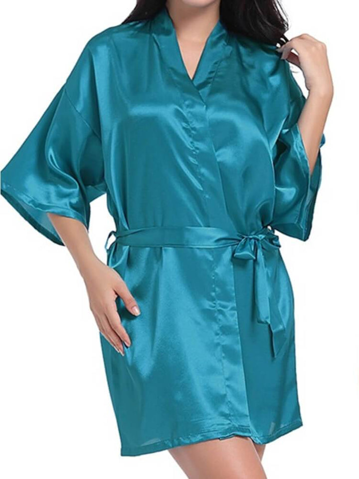 Women's Solid Color Cardigan Bathrobe Robe
