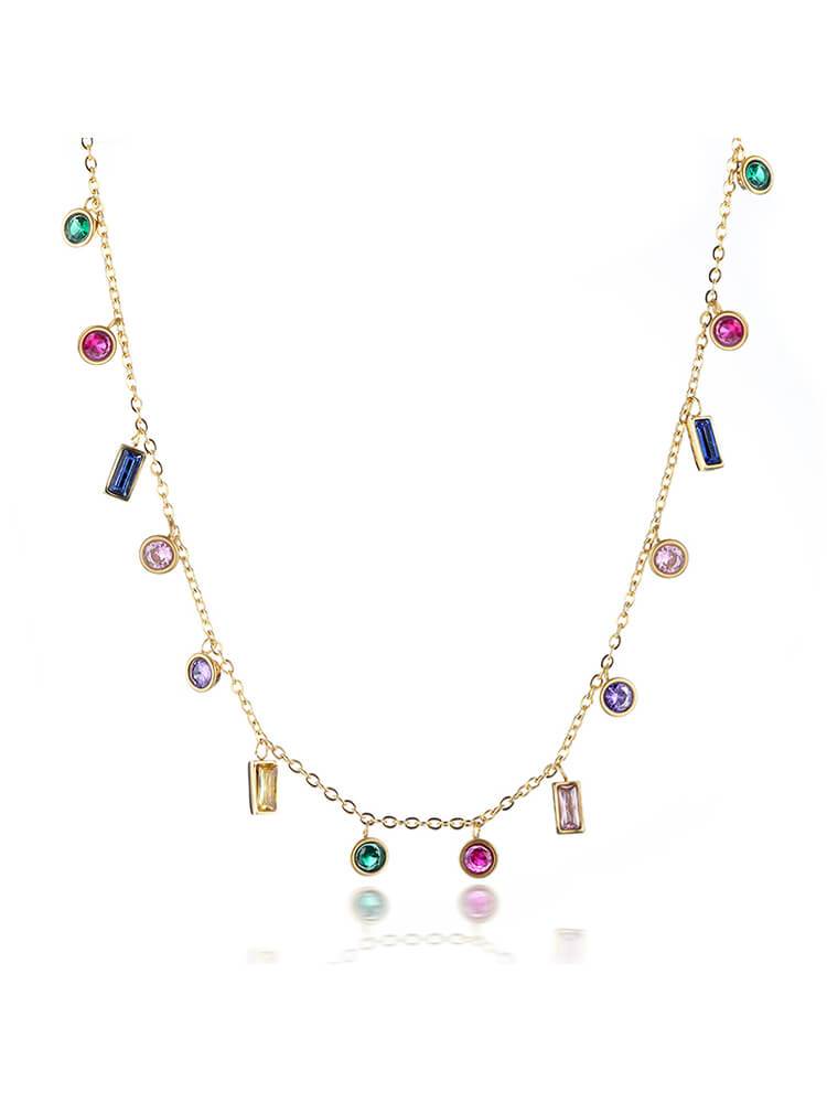 Women's Copper Alloy Colored Zircon Necklace