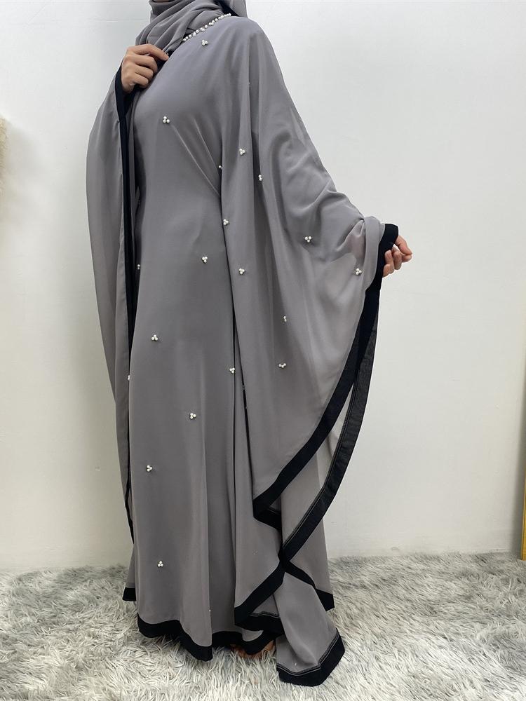 Patchwork Chiffon Dolman-Sleeve Dress