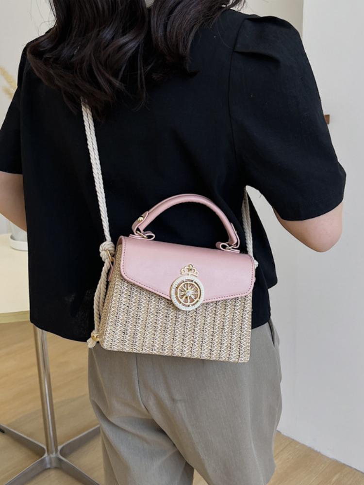 Women's Handbag With Small Straw Box