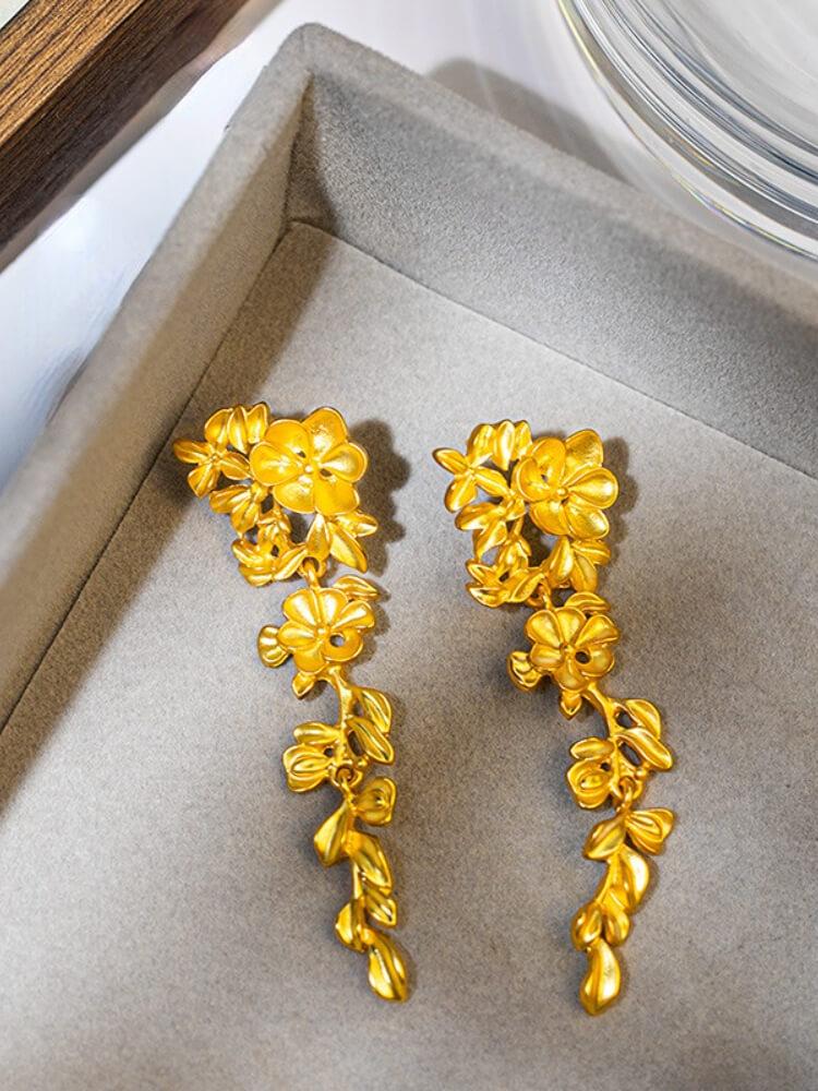 Women's Flower Leaf Earrings