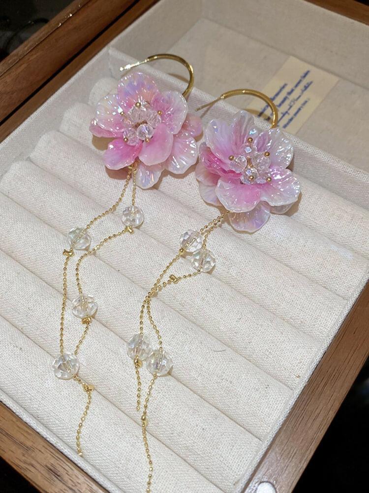 Double-sided Flower Tassel Earrings