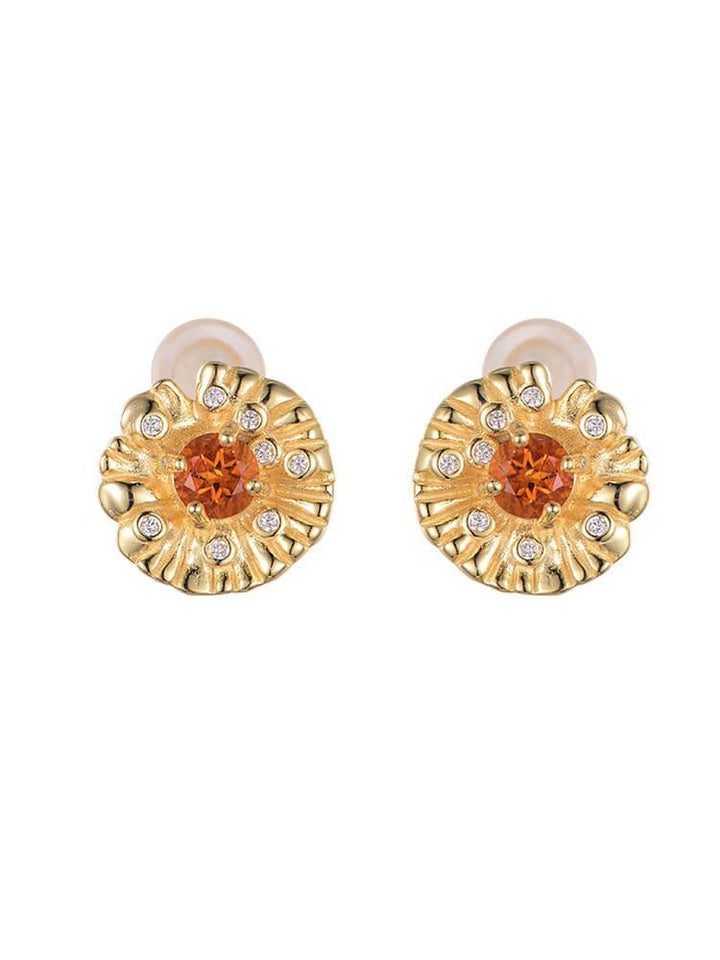 Women's 925 Silver Zircon Yellow Crystal Stud Earrings