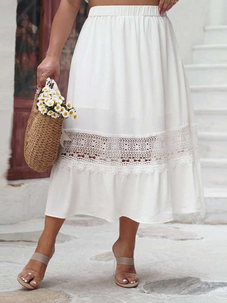 High-Waist Cutout White Dress
