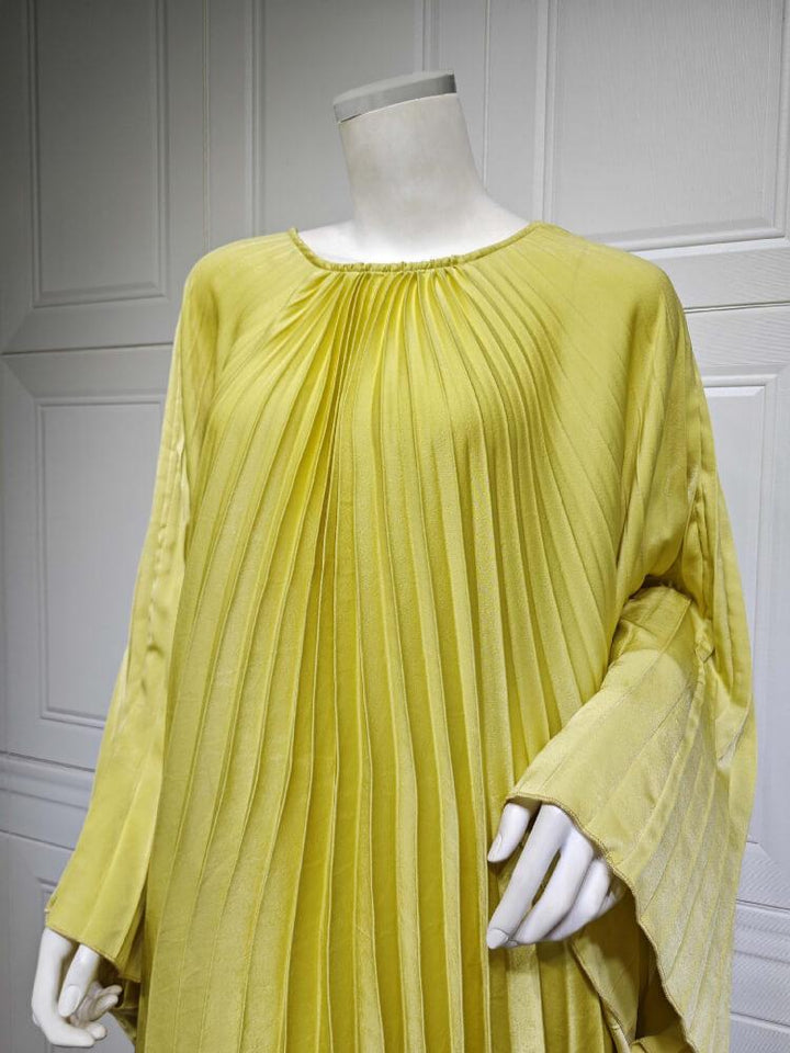 Solid Color Pullover Pleated Dress Abaya