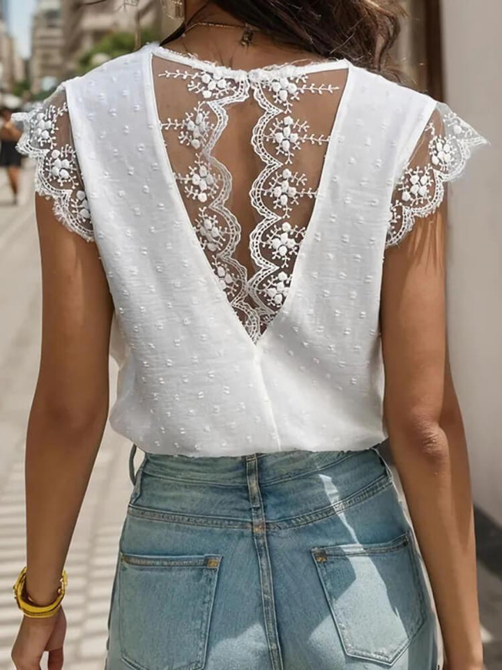 Lace Stitching Short Sleeve Shirt