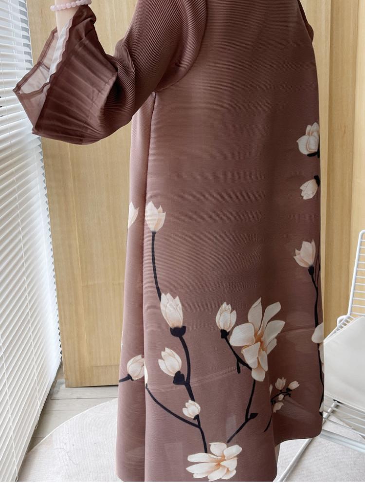 Lappel Floral Printed Midi Dress