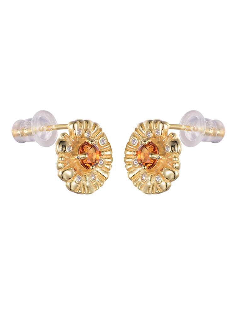 Women's 925 Silver Zircon Yellow Crystal Stud Earrings