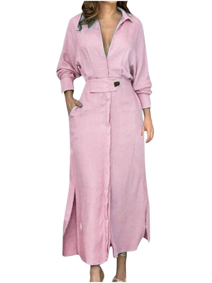 Casual Solid Color Long Sleeve Maxi Dress