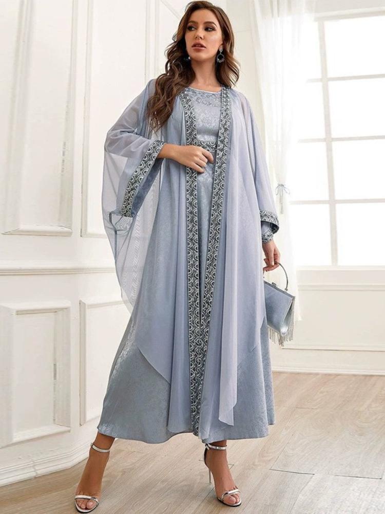 Solid Color Patchwork Robe Two-Piece Dress Sets