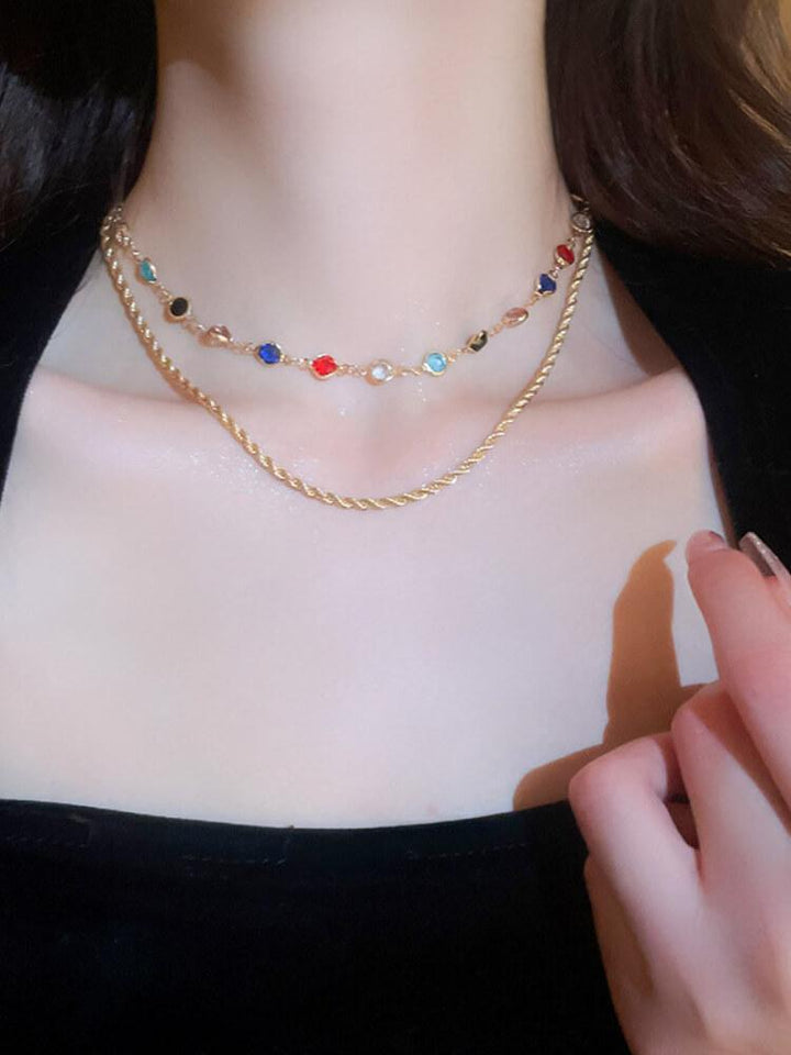 Zircon Double-layer All-match Clavicle Necklace