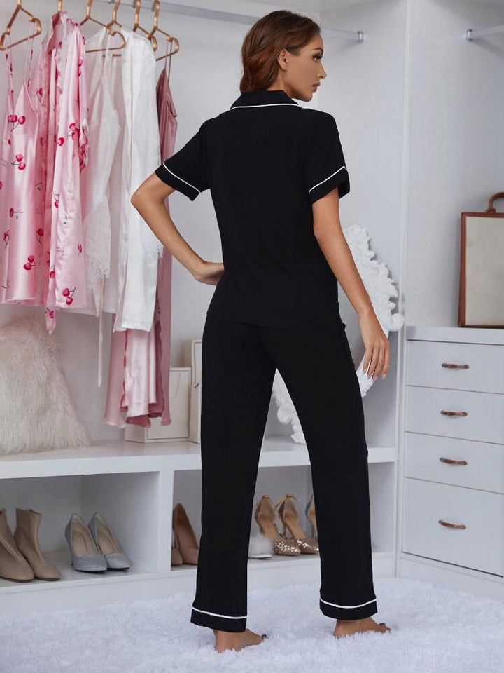Solid Color Trousers Pajamas Two-Piece Set