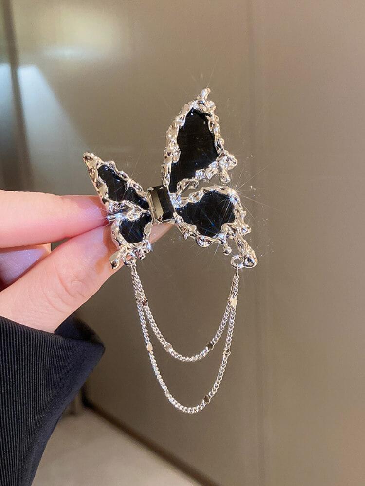 Folded Diamond Butterfly Brooch