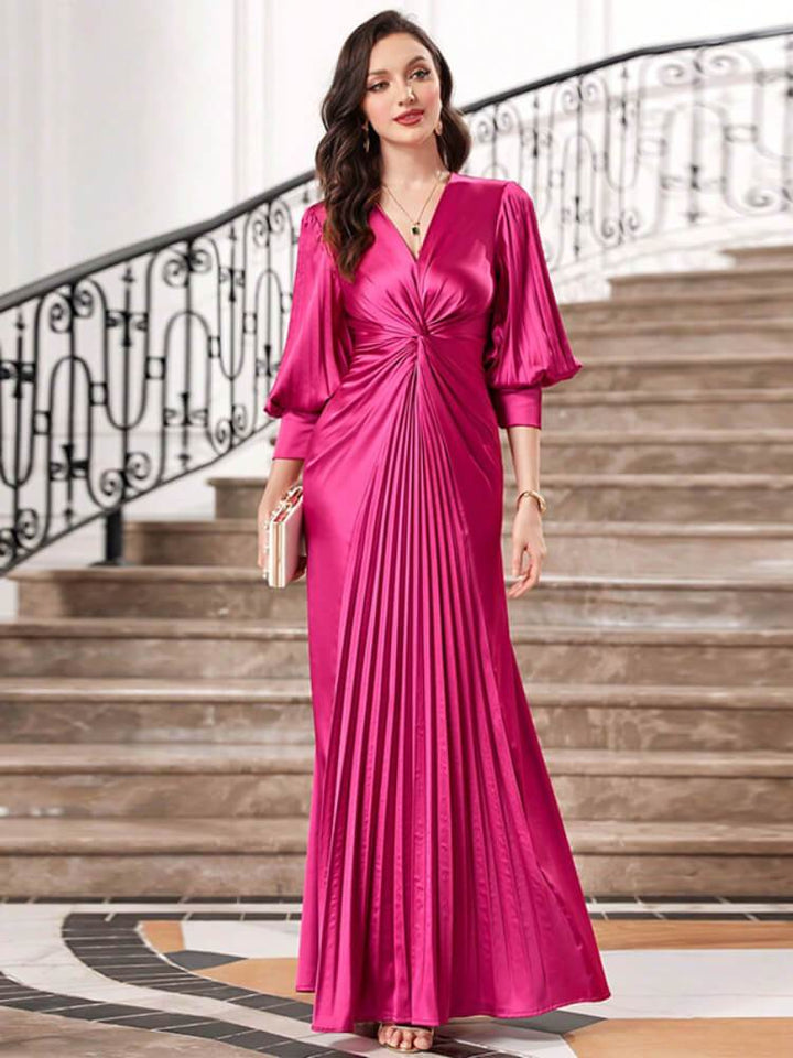 Women's Slim Lantern Sleeve Evening Dress