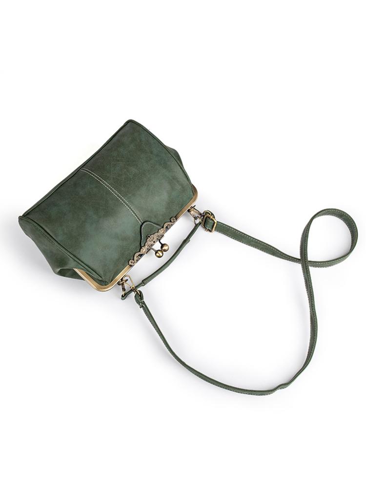 Women's Frosted Leather Clip Bag