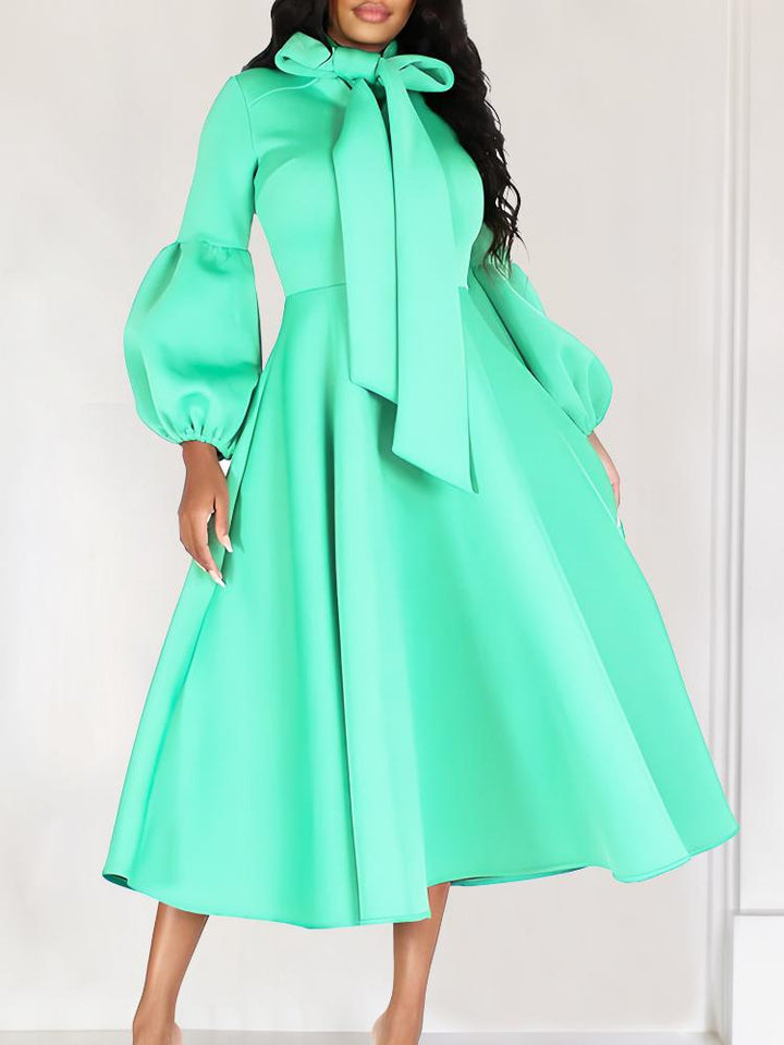 Elegant Puff Sleeve Strap Evening Dress