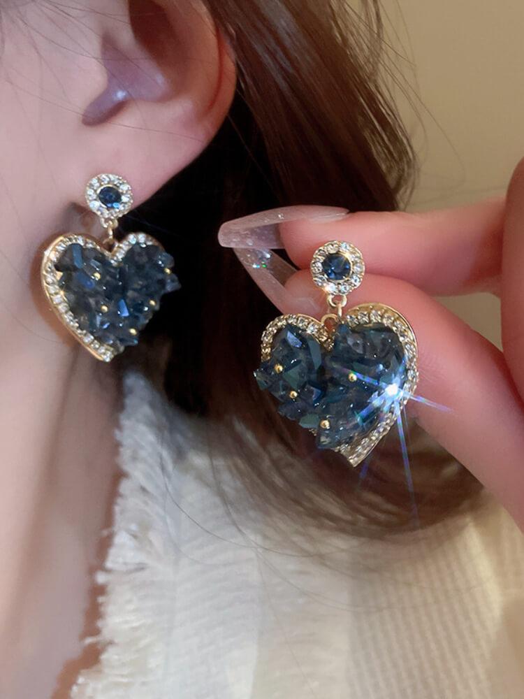 Diamond-encrusted Crystal Love Earrings