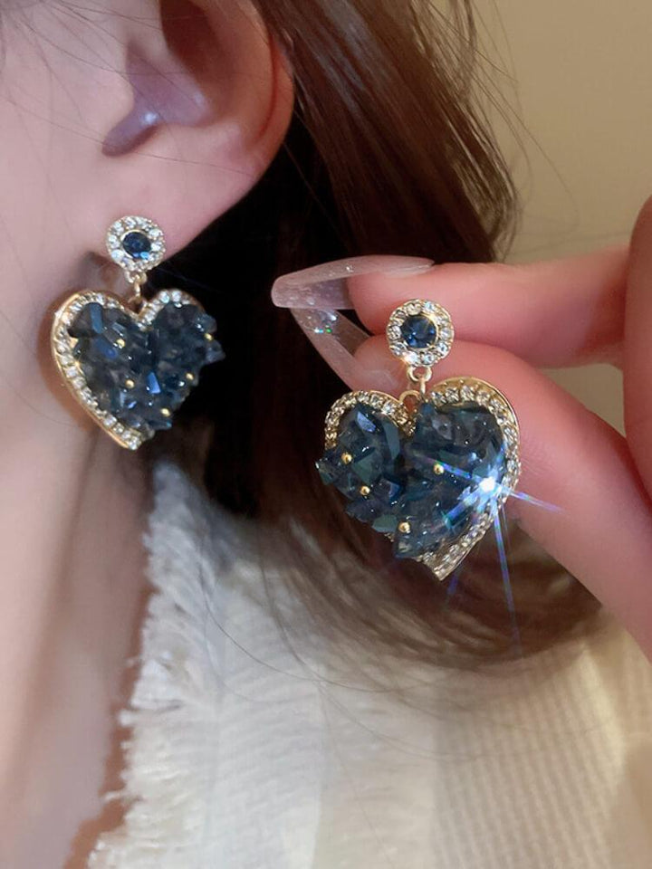 Diamond-encrusted Crystal Love Earrings