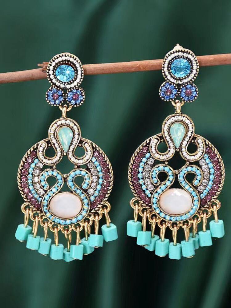Women's Water Drop Turquoise Earrings Necklace Set